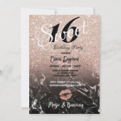 Invitation Sweet 16e fête d'anniversaire Black & Rose Gold Th (Devant)
