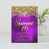 Invitation Sweet 16e fête d'anniversaire Purple Parties scint (Debout devant)