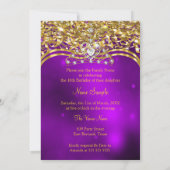 Invitation Sweet 16e fête d'anniversaire Purple Parties scint (Dos)