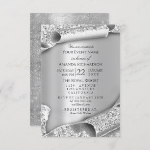 Invitation Sweet 16e Mariage nuptiale 3D Rose argent