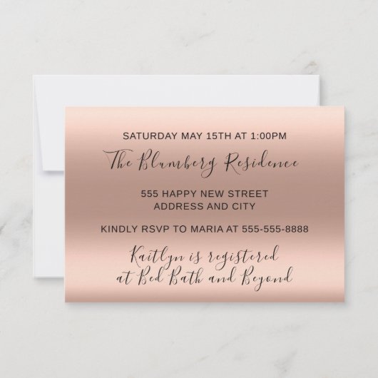 Invitation Sweet 16e Rose Parties scintillant d'or Ocean Brid (Dos)