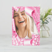 Invitation Sweet 16th 15th Graduate rose parties scintillant (Debout devant)