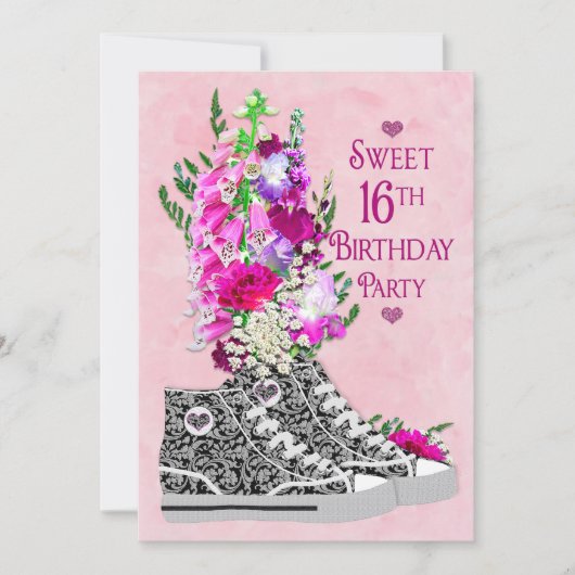 Invitation Sweet 16th Birthday Party Invitation, Basket (Devant)