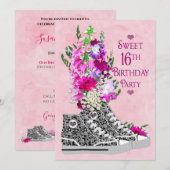 Invitation Sweet 16th Birthday Party Invitation, Basket (Devant / Derrière)