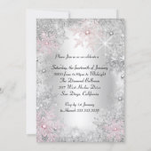 Invitation Sweet 16th Birthday Pink Silver Winter Wonderland (Dos)