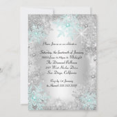 Invitation Sweet 16th Birthday turquoise Silver Winter mervei (Dos)