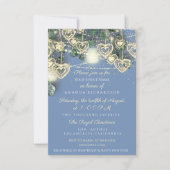 Invitation Sweet 16th Bride Rustic Wood Gold Blue Mint Hearts (Devant)