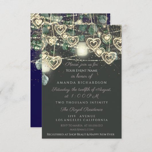 Invitation Sweet 16th Bride Rustic Wood Marine Mint Smoky Gre (Devant / Derrière)