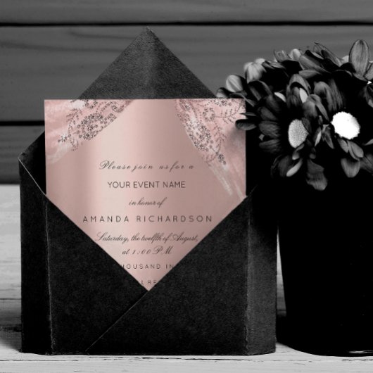 Invitation Sweet 16th Dress Spark Rose Gold Diamond
