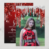 Invitation Sweet 16th Elisabeth Birthday Drips photo (Devant / Derrière)