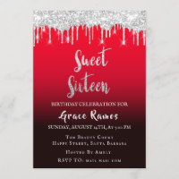 Sweet 16th Elisabeth Red Grey Silver Drips Photo