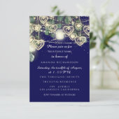 Invitation Sweet 16th Green BRIDAL Rustic Gold Blue marine (Debout devant)
