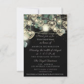 Invitation Sweet 16th Green BRIDAL Rustic Woodland Mint Noir (Devant)