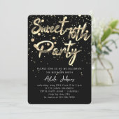 Invitation Sweet 16th Instant Download Black Gold Confetti (Debout devant)