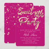 Invitation Sweet 16th Instant Télécharger Pink Gold Confetti (Devant / Derrière)