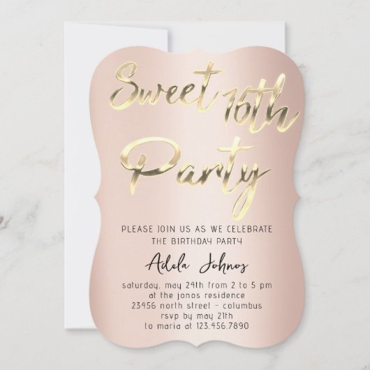 Invitation Sweet 16th Instant Télécharger Rose Gold (Devant)