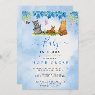 Invitation Sweet Animals Girl Baby in Bloom Baby shower
