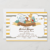 Invitation Sweet Animaux Safari Baby shower rayé (Devant)