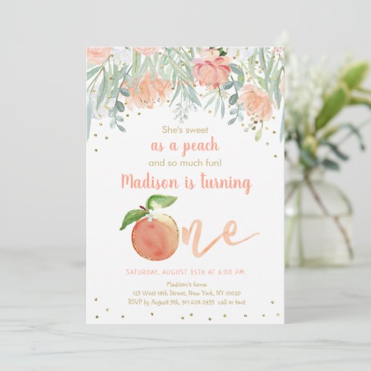 Invitation Sweet As A Peach 1er anniversaire (Debout devant)