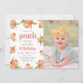 Invitation Sweet As A Peach 1er Birthday Photo (Devant)
