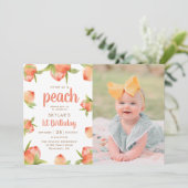 Invitation Sweet As A Peach 1er Birthday Photo (Debout devant)
