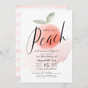 Invitation Sweet as a Peach Aquarelle 1er anniversaire
