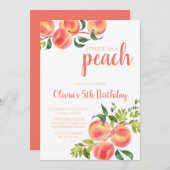 Invitation Sweet as a Peach Birthday (Devant / Derrière)