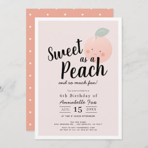 Invitation Sweet as a Peach Cute Kawaii Girl Birthday