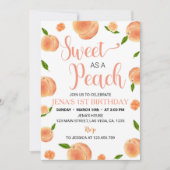 Invitation Sweet As A Peach Floral 1er anniversaire Invitatio (Devant)