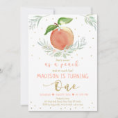 Invitation Sweet As A Peach Floral Gold Premier Anniversaire (Devant)