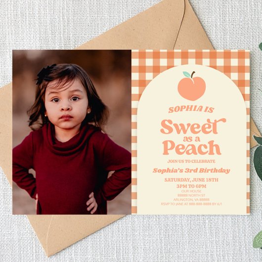 Invitation Sweet As A Peach Fruit Picture Anniversaire