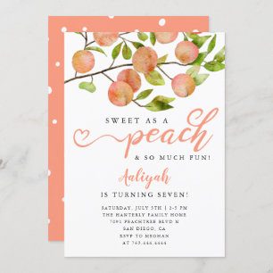 Invitation Sweet As A Peach Girl Anniversaire