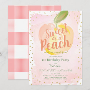 Invitation Sweet as a Peach Pink Girl 1er anniversaire