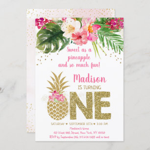 Invitation Sweet As A Pineappy Pink Gold Premier Anniversaire