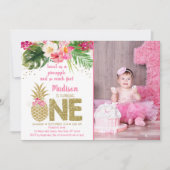 Invitation Sweet As A Pineappy Pink Gold Premier Anniversaire (Devant)