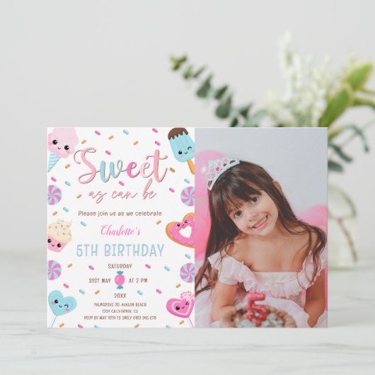Invitation Sweet as Can Be Candy Cupcake Donut PhotoAnniversa (Debout devant)