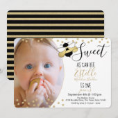 Invitation Sweet as can Bee 1st Birthday Party Photo (Devant / Derrière)