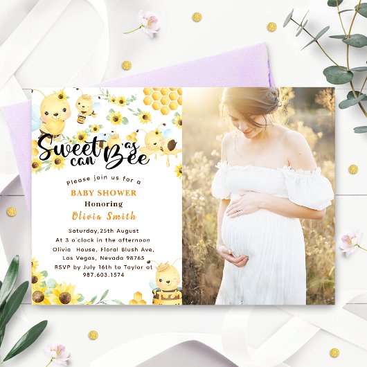 Invitation Sweet as Can Bee Baby shower Yellow Photo