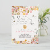 Invitation Sweet As Can Bee Boho Baby shower Fleur sauvage (Debout devant)