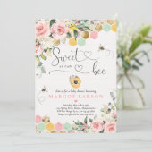 Invitation Sweet As Can Bee Greenery Baby shower rose & or (Debout devant)