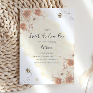 Invitation Sweet As Can Bee Honey Boho Premier anniversaire