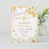 Invitation Sweet As Can Bee Pink Bumblebee Baby shower fille (Debout devant)