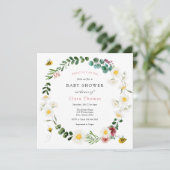 Invitation Sweet As Can Bee Rose Flower and Daisy Baby shower (Debout devant)