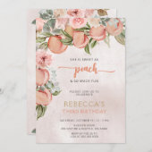 Invitation Sweet as Peach Girl Anniversaire (Devant / Derrière)