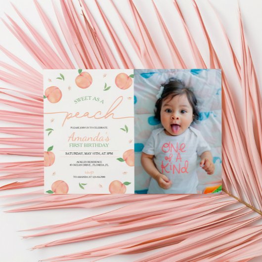 Invitation Sweet As Peach Photo Anniversaire