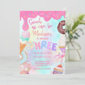 Invitation Sweet as peut être fille 3ème anniversaire invitat (Debout devant)
