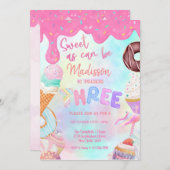 Invitation Sweet as peut être fille 3ème anniversaire invitat (Devant / Derrière)