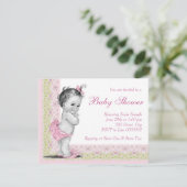 Invitation Sweet Baby Baby shower rose et vert (Debout devant)