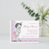 Invitation Sweet Baby Baby shower rose et violet (Debout devant)