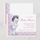 Invitation Sweet Baby Baby shower rose et violet (Devant / Derrière)